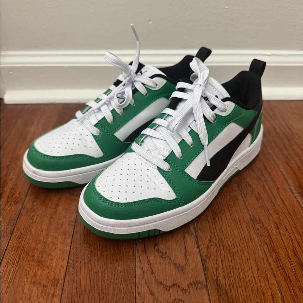 Puma Green and White Sneakers (Big Kids)